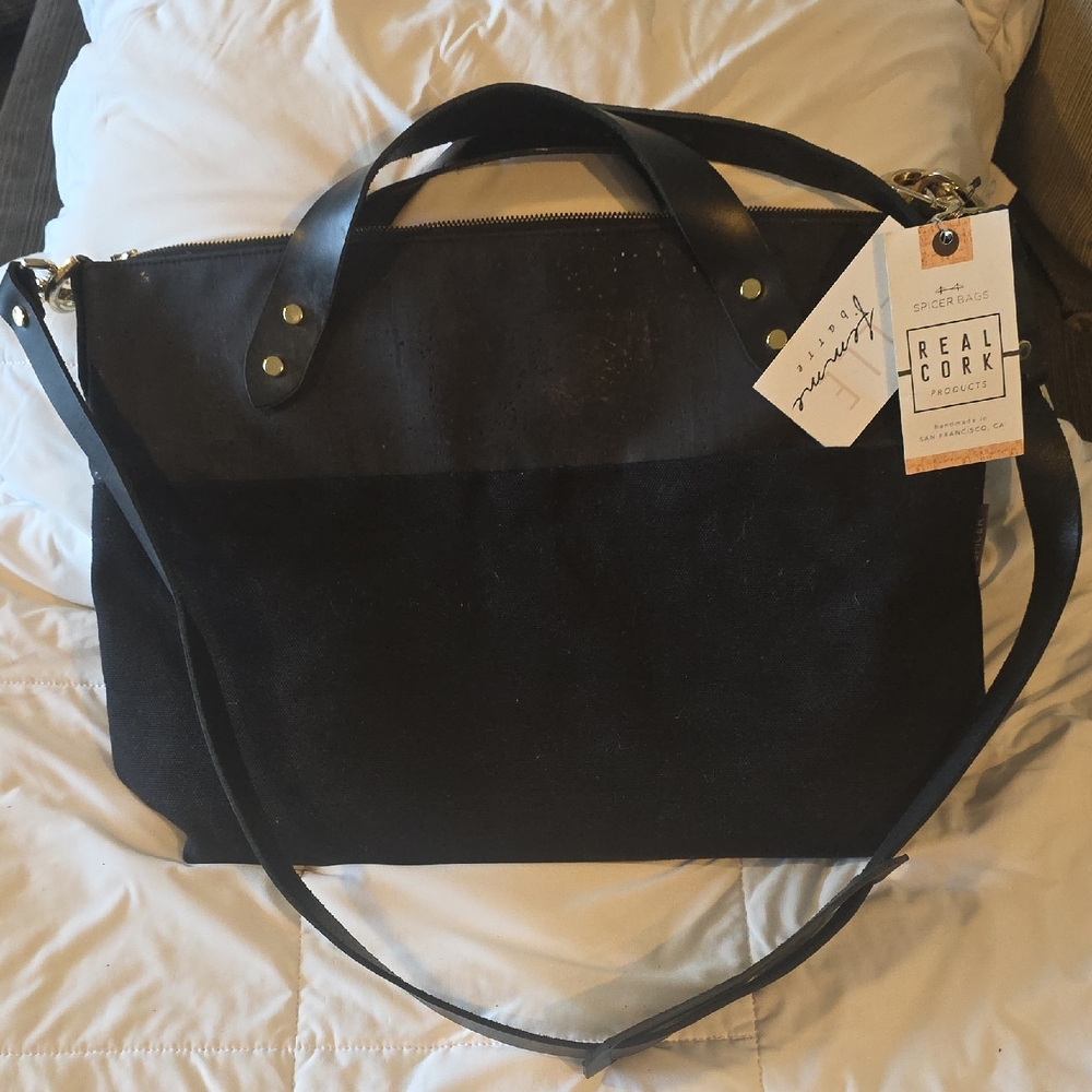 Black Cork Satchel - NWT- Spicer Bags - Made In San Francisco